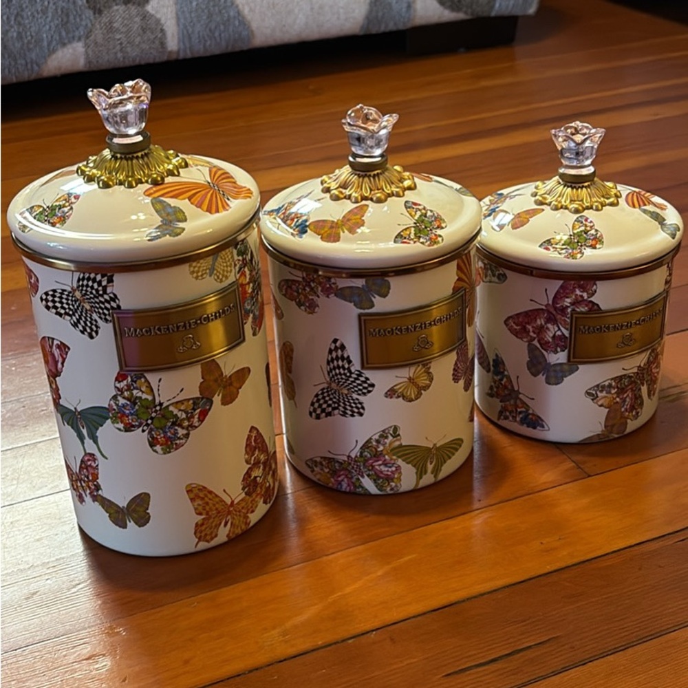 MacKenzie-Childs Butterfly Canister Set - Multicolor
